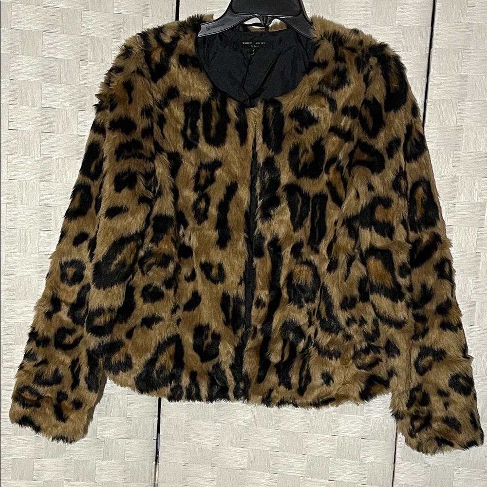 Romeo & Juliet Couture Brown Leopard Teddy Jacket